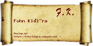 Fohn Klára névjegykártya