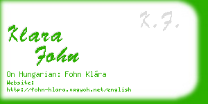 klara fohn business card